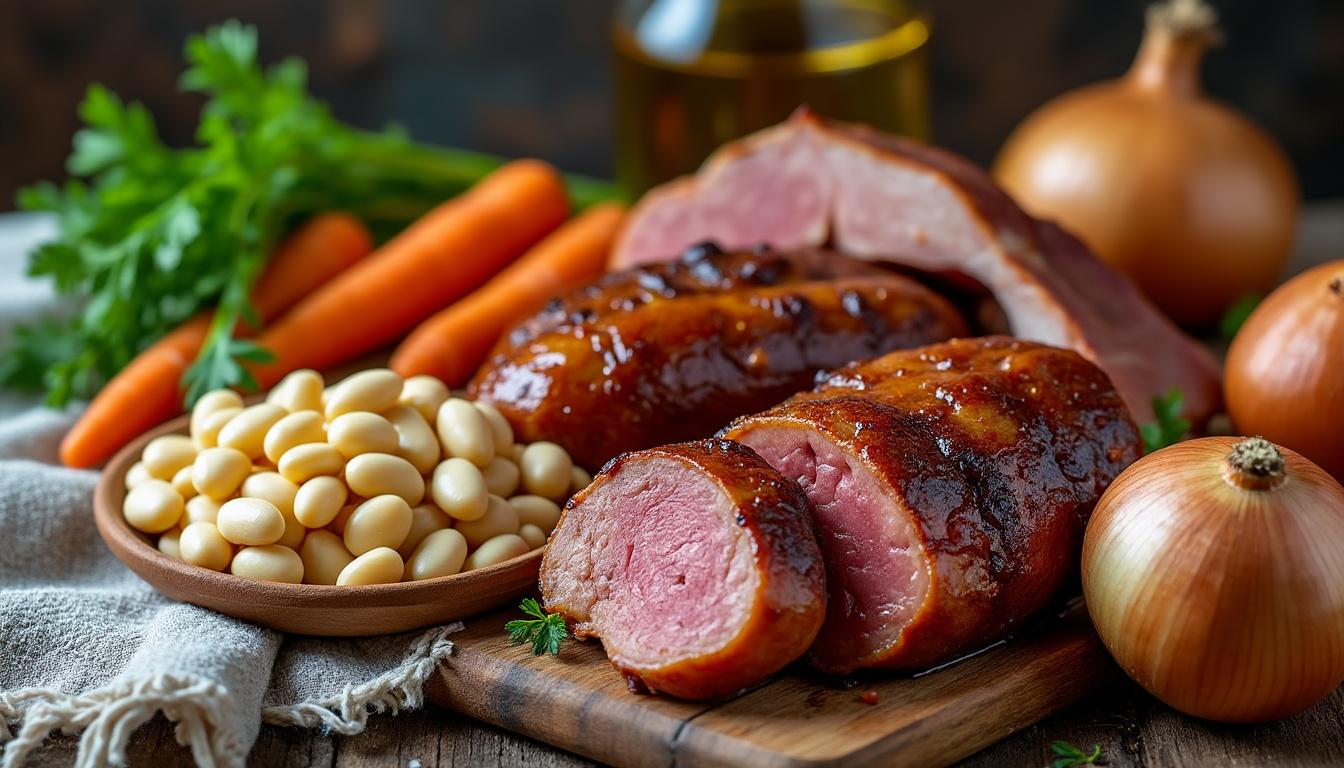 Ingrédients clés du Raynal et Roquelaure : cassoulet de Castelnaudary traditionnel