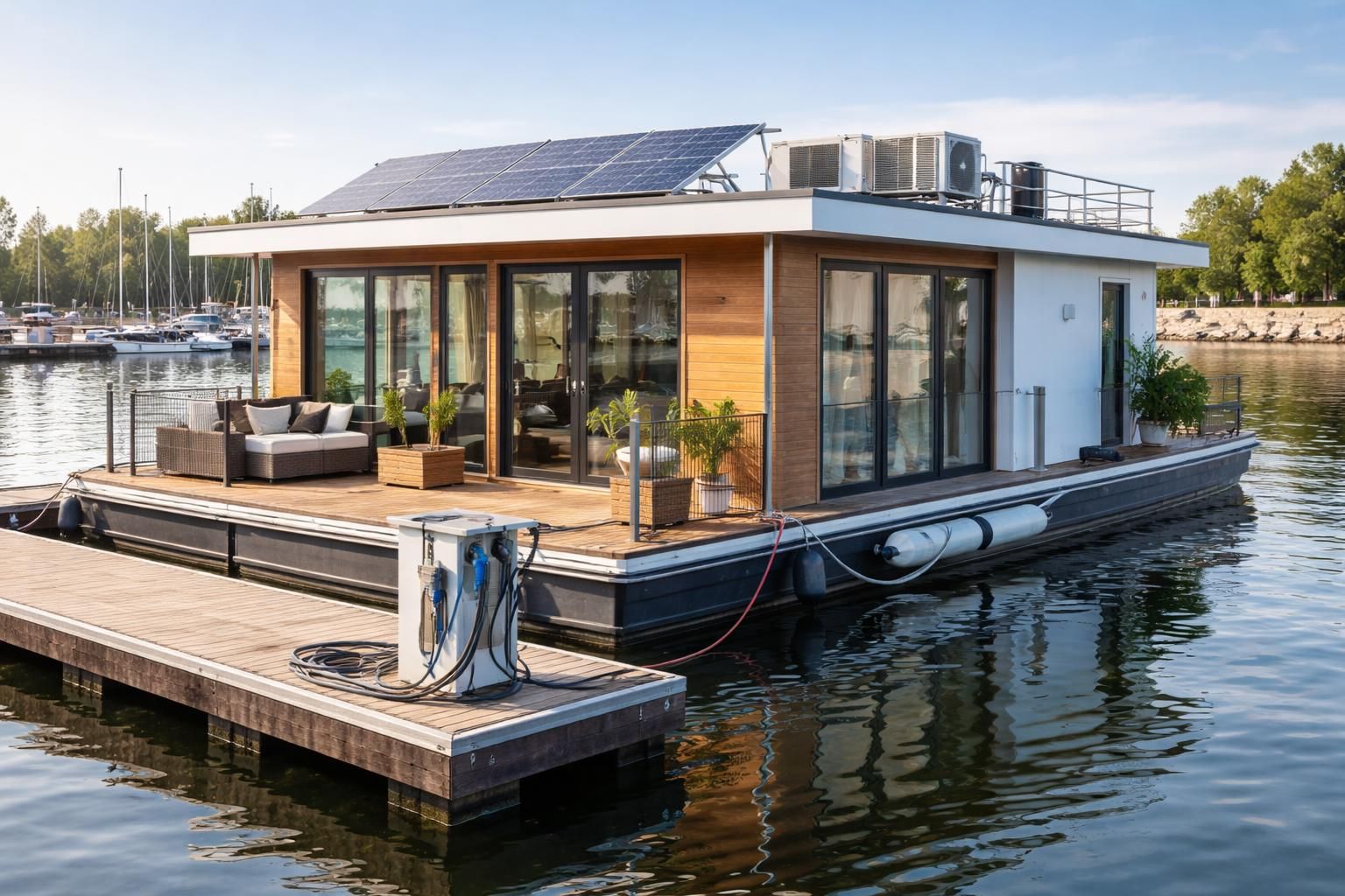 Maison-bateau à vendre : raccordements, normes et coûts fixes Maison-bateau à vendre : raccordements, normes et coûts fixes