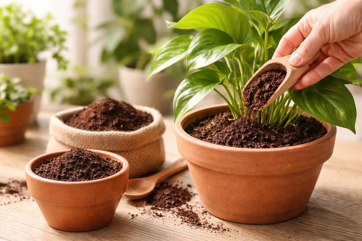 Utilisation sélective du marc de café comme engrais naturel pour plantes Utilisation sélective du marc de café comme engrais naturel pour plantes
